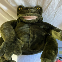 Rare Giant Folktails Folkmanis Jumbo XL Green Frog Plush Puppet Soft Sitting - $39.55