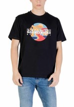 Napapijri Men T-Shirt Black Short Sleeve Designer Logo Tee 2025 Collection - $61.51 CAD