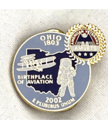 AMVETS Ohio 2002 Pin Gold Tone Enamel USA Veteran Astronaut Wright Flyer - $9.95