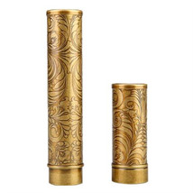 Cigar Tube Case Brass Carved Flower Portable Holder - £20.41 GBP