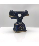 Enesco Miniature Bone China Telephone, Vintage Cobalt Blue Cradle Phone ... - £25.87 GBP