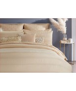 Donna Karan Essential Silky Stripe 3P Queen duvet cover Shams Set Gold $845 - $287.95