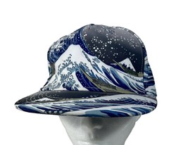 Nuzada Oriental Waves Cap Hat Adult Strapback Polyester Cotton Blue White Waves - £11.10 GBP