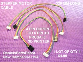 x4 Stepper Motor Cable 320 Mm Prusa i3 4 Pin Dupont PH2.54 6 Pin Xh 2.0 3D Usa - £3.92 GBP