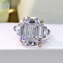 Trend 925 Sterling Silver Rings for Girlfriend 13*16mm Big Gemstone Topaz Pink Q - £45.62 GBP