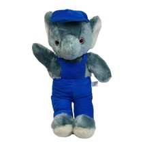 16&quot; VINTAGE INTERPUR GREY ELEPHANT BLUE OUTFIT STUFFED ANIMAL PLUSH TOY ... - £52.39 GBP