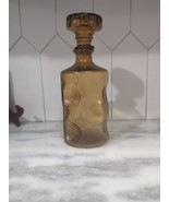 Vintage MCM Amber Thumbprint Genie Bottle With Stopper, 10&quot; Tall, Empoli... - $39.60