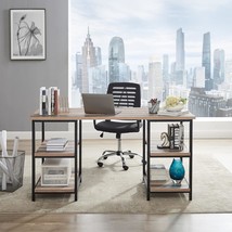 Good &amp; Gracious Industrial Home Office Desk, 59 Inch Rustic Desk, Easy Assembly - £133.48 GBP