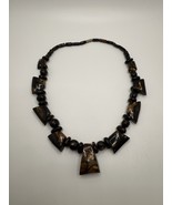 Vintage Black Coral Beaded Chunky Necklace 18” - $2,352.09 MXN