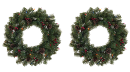 Christmas Prelit Wreath Incandescent 24&quot; D Pine Multicolor, Celebrations... - $29.69
