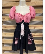 Leg Avenue Pink Black Skull Short Dress Pirate Wench Gothic Sz M/L Cospl... - $21.78