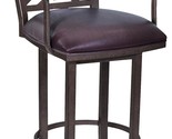 Armen Living Tahiti 26&quot; Brown Faux Leather Swivel Armed Kitchen Barstool... - $464.99
