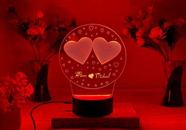 Customized Name Night Light for Valentine&#39;s day Gift , Heart shape 3D Illusion N - $29.99