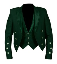 Prince Charlie Jacket Green 3 button vest Regular Size Rampant Lion Buttons - $2,250.64 MXN