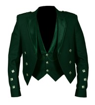 Prince Charlie Jacket Green 3 button vest Regular Size Rampant Lion Buttons - £68.84 GBP