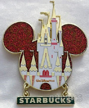 Disney Cinderella Castle Mickey Head Starbucks Dangle Pin - $15.84
