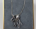 Vintage Sterling silver dual bale octopus necklace pendant with 16.5&quot; Bo... - $39.59
