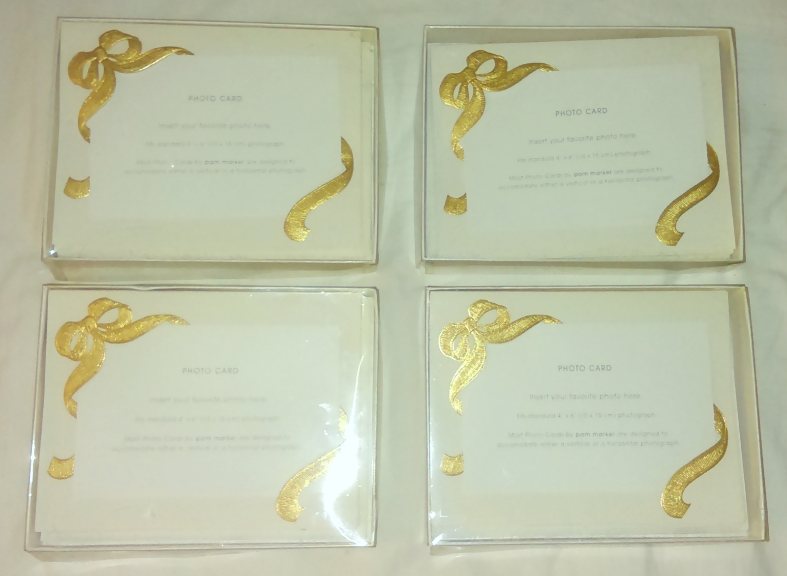 CASPARI Gold Ribbon Photo Frame Greeting Cards - 8 Cards Per Box - Set Of 4 - £15.69 GBP