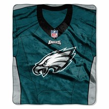 NFL Philadelphia Eagles Royal Plush Raschel 50&quot; x 60&quot; Throw Blanket Style Jersey - £31.96 GBP