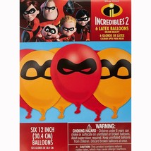Incredibles 2 Latex Balloons Assorted Colors with Mask Design 6 Per Package 12&quot; - £3.87 GBP