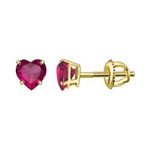 0.75Ct Heart Cut CZ Red Ruby Aretes de Mujer Chapado en Oro Amarillo de... - £77.83 GBP