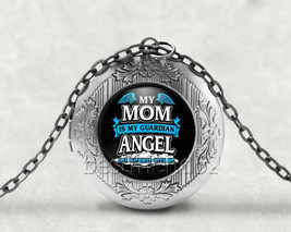 Mom Guardian Angel Cabochon LOCKET Pendant Silver Chain Necklace USA Shi... - £11.85 GBP