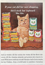 1966 Friskies Vintage Print Ad If Your Cat Did Her Own Shopping Orange Cat - £11.50 GBP