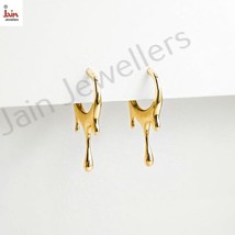 18 Kt Hallmark Real Solid Yellow Gold Peacock Feather Hook Dangle Drop Earrings - £1,118.17 GBP
