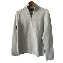 Banana Republic Med 1/4 Zip Knitted Cotton Pullover Light Gray Size Med - $17.82
