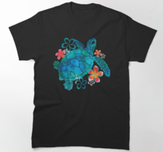 Sea Turtle with Flowers Classic T-Shirt - £16.48 GBP