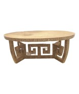 Large Oval Tessellated Stone Greek Key Design Coffee Table attr. Maitlan... - $1,480.05