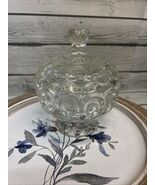 Vintage LE Smith  Moon and Star Clear Glass Round Compote Candy Dish Lidded - $39.59