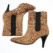 Very Volatile Faux Fur Leather Cheetah Print Pull On Pointed Toe Calf Boots 6.5 - £21.51 GBP