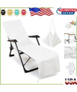 Luxury Chaise Lounge Chair Towel Cover - Soft Microfiber with Storage Po... - $590.63 MXN