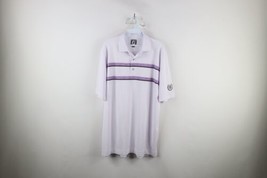 Footjoy Mens Large Striped Stretch Collared Short Sleeve Golf Polo Shirt Purple - £23.77 GBP