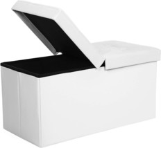 Songmics 30&quot; Folding Storage Ottoman Bench With Flip-Up Lid,, White Ulsf45Wt - £47.94 GBP