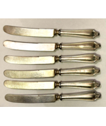 6 Dinner Knives, Emerson Tulip Rockford S.P. Co 5 Pat. 17.15 Silverplate - $11.65