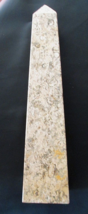 Solid Stone Beige &amp; Black Marble/Granite  4-Sided Obelisk Shell Fossils 17&quot;x4&quot; - £159.86 GBP