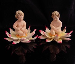 2 Antique Cherubs / bisque Capodimonte baby / Porcelain baby gift / Vintage Ital - £139.88 GBP