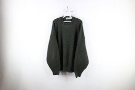 Vtg 90s Streetwear Mens XL Blank Chunky Ribbed Knit Crewneck Sweater Green USA - £46.68 GBP