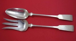 Fiddle by Porter Blanchard Sterling Silver Salad Serving Set 2pc Button on Spoon - £396.39 GBP
