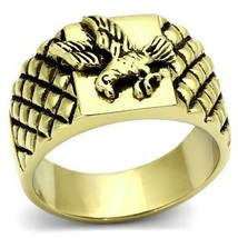 MILITARY RING U.S. AIR FORCE EAGLE STAINLESS STEEL GOLD ION FINISH TK773 - $39.55