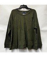 Karen Scott Women XXL Olive Green Mini Waffle Knit Crewneck Sweatshirt R... - $363.67 MXN