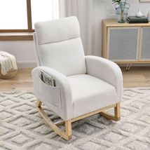 Welike Modern Accent High Back Living Room Lounge Rocking Chair, Ivory - $216.99