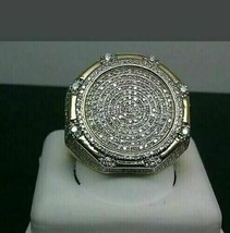 3Ct Rund Künstlicher Diamant Herren Verlobung Rosa Ring 14K Gelb Vergoldet - £145.59 GBP