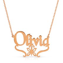 14K. SOLID GOLD NECKLACE PERSONALIZED NAME NEW BOROUGH WITH BUTTERFLY FONT - $7,191.55 MXN
