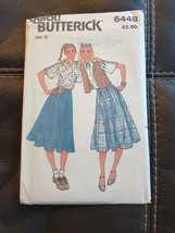 Vtg 80s Butterick 6448 Misses Vest Blouse &amp; Flared Skirt Pattern 8-10-12 Uc - £6.80 GBP