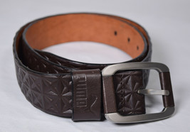 Puma Belt Brown Embossed Leather Geometric 90 Mens - $34.65