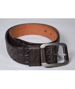 Puma Belt Brown Embossed Leather Geometric 90 Mens - $47.39 CAD