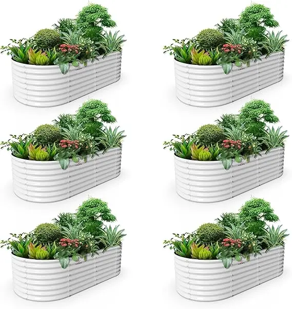 A ANLEOLIFE 2 Set 8X4X2 ft Galvanized Raised Garden Bed Kit Oval 0406 white - $2,179.44 CAD